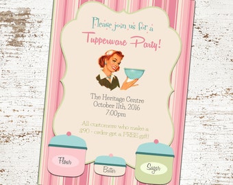 Printable personalize pinup invitation tupperware party
