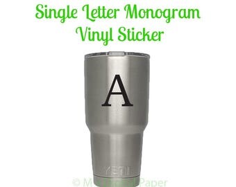 Yeti BLOCK Letter Monogram Decal - 2.5 Inch DIY Vinyl Decal for Yeti - Custom Monogram Decal for Yeti Rambler Cup - Letter Yeti Cup Decal