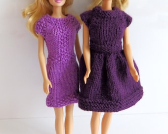 READY TO SHIP Knitted Barbie Clothes, Two barbie looks included, Coral Reef Barbie Dress, Purple Rain barbie dress