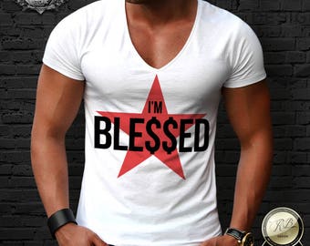 Men's T-shirt Feel Blessed Trendy Fashion Dollar Sign Star Muscle Crew Neck Deep V neck Tee RB Design Tank Top MD744