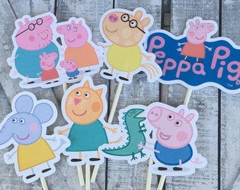 Cupcake Toppers Peppa Pig,Peppa Pig Birthday Party,Peppa Pig Birthday Decoration,Peppa Pig Party,Peppa Pig Birthday Party Decor,Toad Hollow