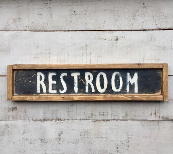 Restroom/ bathroom sign/ signs/ sign/ wood sign/ farmhouse