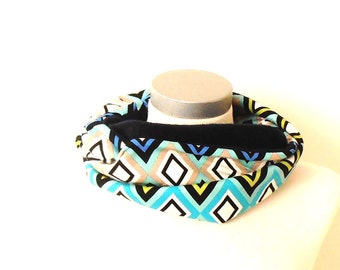 SALE: Infinity scarf wieber motif, blue fleece,tube scarf,circle scarf,round scarf,scarf women,winter scarf,gift idea