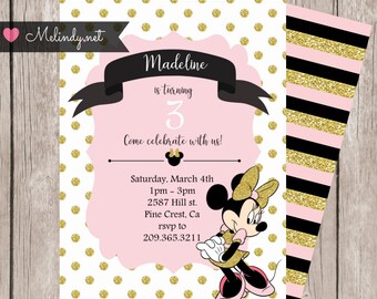 Pink and Gold Minnie Mouse Birthday Print and Party!