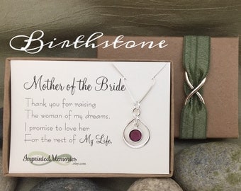 Mother of the BRIDE Gift from Groom - Mother of the Bride Necklace - Sterling Silver Crystal Thank You for Raising the Woman of My Dreams