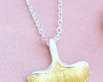 Sterling Silver Ginko Leaf Pendant Necklace
