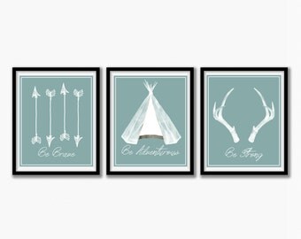 Tribal nursery decor, Hunting nursery print, Nursery art print, Kids Decor, Nursery Wall Decor, Play Room Decor, Kids Room Decor, Set of 3