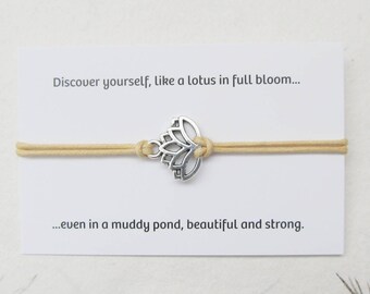 Lotus bracelet, yoga bracelet, lotus jewelry, wish bracelet