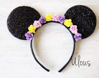 Tangled Mickey Ears, Rapunzel Mickey Ears, Tangled Ears, Rapunzel Ears, Princess Mickey Ears, Mouse Ears, Tangled, Flower Mickey Ears, Ears