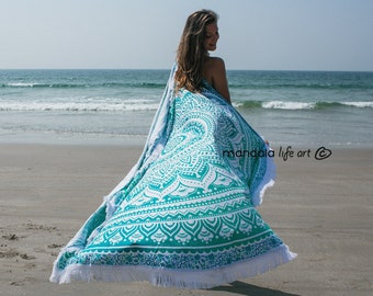 Bohemian Mandala Tapestry Beach Roundie, Mandala Beach Blanket, Boho Chic Mandala Tapestry