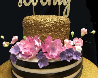 Seventy Birthday Cake Topper, 70th Cake Topper, 70 Birthday Cake Topper, 70th Birthday, Gold Cake Topper, 20th,30th,40th,60th,80th,90th