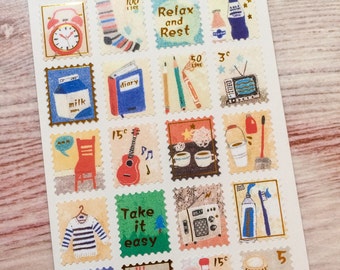 Gold Embossed Stamp Stickers - Home