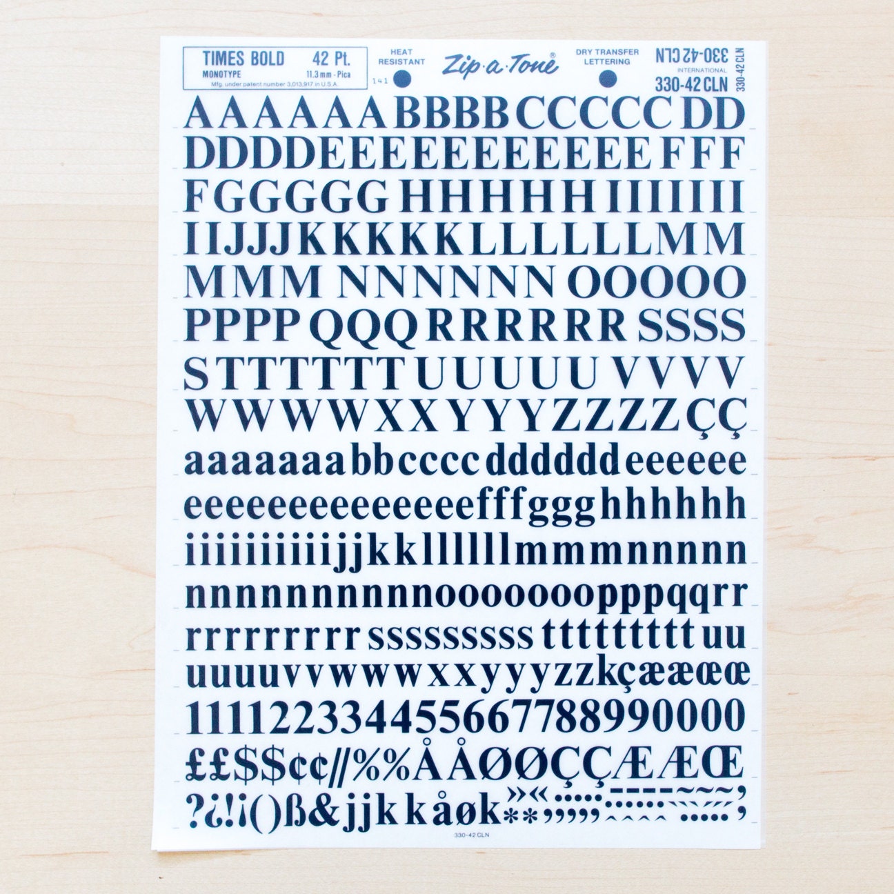 TIMES 42pt Bold Letraset Rub on Letters Transfers Dry Transfer