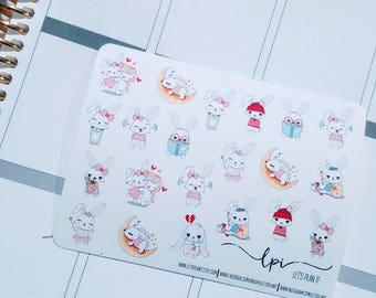 Bunny sampler sheet | character/ actions | Planner stickers (#B-sampler)
