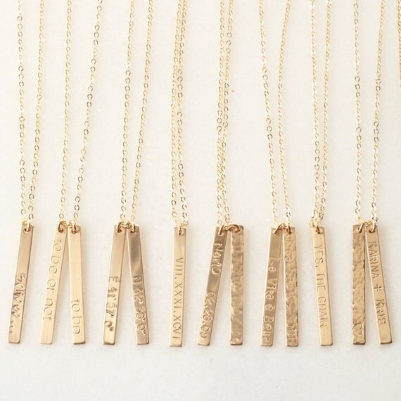 Personalized Vertical Bar Necklace Customized by FeminaHandmade