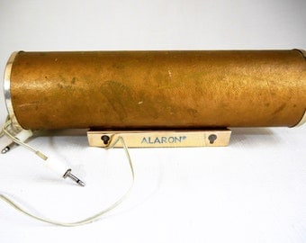 Vintage Alaron Double Ended Speaker, Tubular Shaped Gold Leatherette, Mid Century Portable Radio Speaker, MCM Atomic Electronics