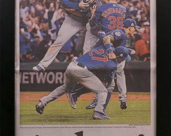 Framed Chicago Tribune Cubs World Series 2016 Newspaper
