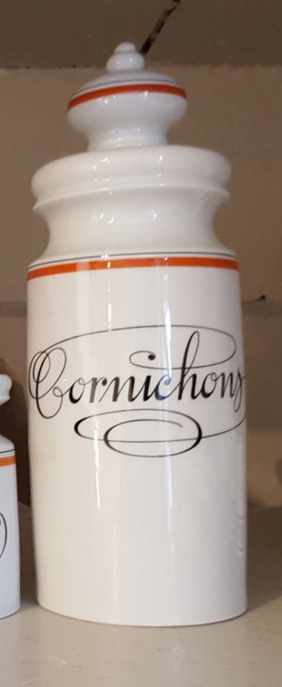 French Cornichons Jar / French Farmhouse by VintageFranglai