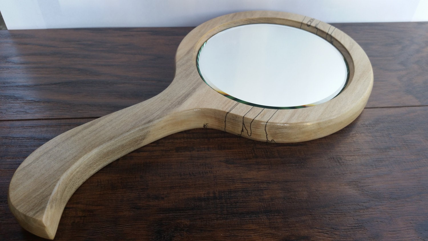 wood hand mirror