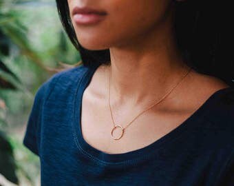 Karma necklace - gold circle necklace - delicate gold necklace - dainty gold necklace -