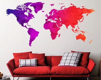 World map wall decal | Etsy