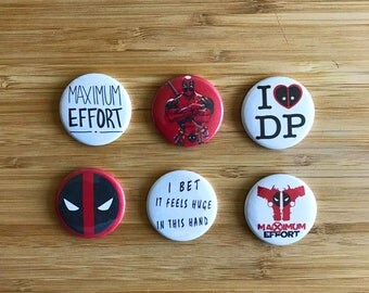 Deadpool Pinback Button Set, Deadpool Gift, Marvel Deadpool, Marvel Comics, Deadpool Pins, X-Men, Avengers, Deadpool Birthday Gift, Cute Pin