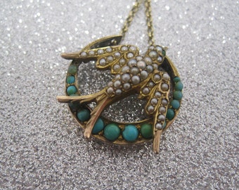 Antique Victorian seed pearl swallow pendant conversion