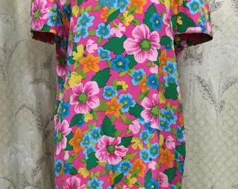 Vintage 1980s Floral Print Dress, Albert Nipon, Floral Dress, Size L