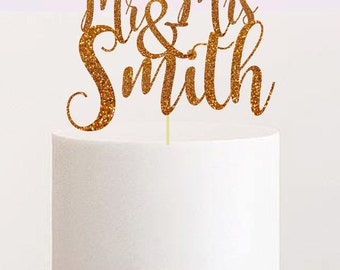 Custom Wedding Cake Topper Personalized Cake Topper Mr and Mrs Wedding Cake Topper Personalized Name Wedding Cake Topper