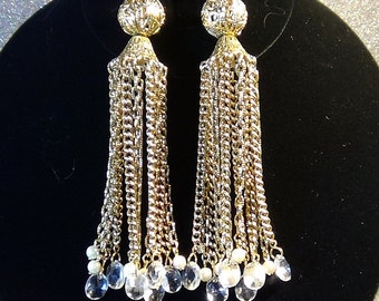 Sensational waterfall or chandelier earrings which are 5 inches long.