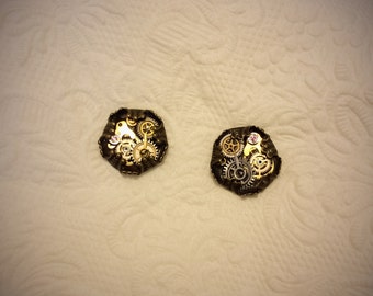 Mechanical steampunk cufflinks with COGS