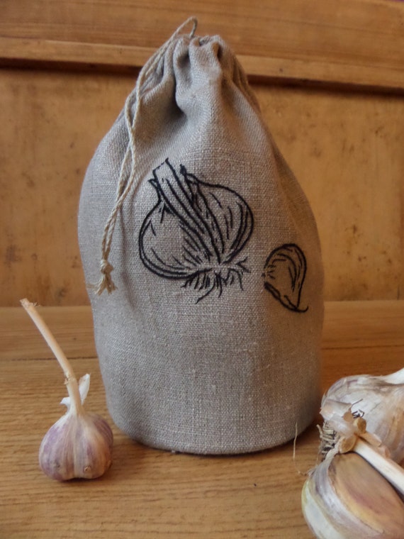 Items similar to Garlic storage bag, Kitchen bag, Linen storage bag ...