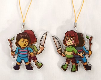 Frisk and Chara double-sided acrylic charm