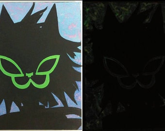 gorillaz noodle silhouette glow-in-the-dark acrylic painting