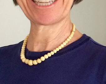 Vintage 1930s Carved Celluloid Bead Necklace, Estate Jewelry