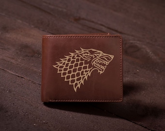 Game of Thrones Men's Wallet, Custom Engraved Leather Wallet - Groomsmen gift, Unique Father, Husband, Boyfriend Gift, Mens Birthday #4000
