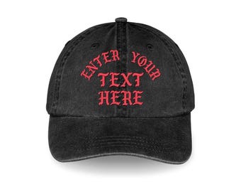 Custom Dad Hat- Your text Here custom Embroidered - Pigment-Dyed Black Cap Personalized Cap