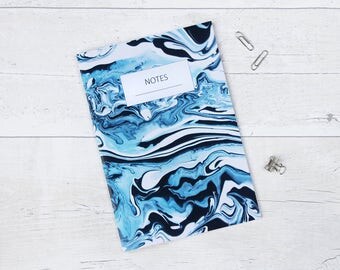 Paint Swirl Marble A5 Lined Notebook - Bright Stationery - Summer Stationery - Stapled Notebook