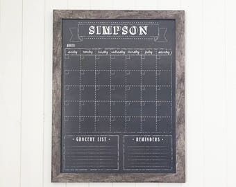 Chalkboard Calendar, Dry Erase 18x24 Calendar, Optional Magnetic Calendar #18.S1.V