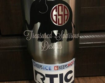 Elephant Monogram Decal, Monogram Sticker