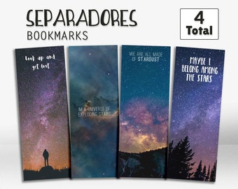 Star bookmarks, galaxy bookmarks, bookmark with stars, printable bookmark, gift idea, marcapáginas, separador de estrellas, punto de libros,