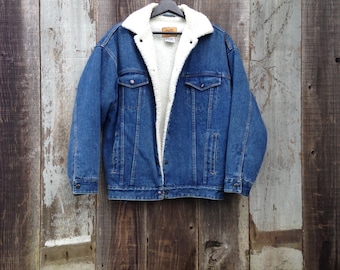 Beautiful Vintage Sherpa Denim Jacket | Insulated Denim Jacket |