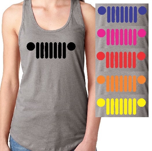 JEEP GRILL Gray Tank Top Racerback Shirt Wrangler Rubicon