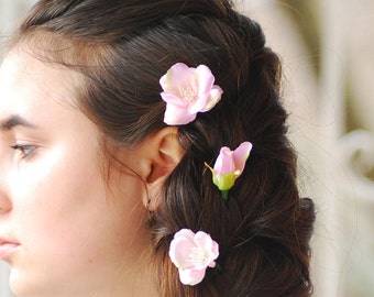 Bridal Hair Pins Blossom Hair Pins Wedding hair pins Flower hair pins Bridal flower hair clip Boho Wedding Gift for her Pink hair pins