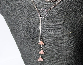 extra long necklace pink jewelry gift for girlfriend layering necklace silver pink gift for her bridal jewelry wedding pink flower gifts Y12