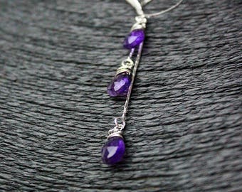 amethyst necklace gemstone jewelry silver purple necklace ring necklace/for/mom gifts birthstone jewelry layering necklace long necklace Y37