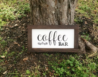 Farmhouse coffee bar sign, farmhouse kitchen decor, rustic framed wooden sign, coffee sign, coffee bar decor, coffee station sign