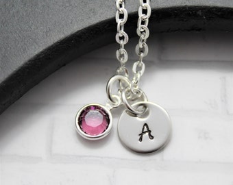Personalized Initial Necklace - Little Girl Initial Necklace - Silver Initial Necklace - Handstamped Initial - Initial Jewelry