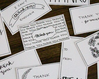 Thank You Gift Tags Printable Handwritten Color Yourself - 10 Count