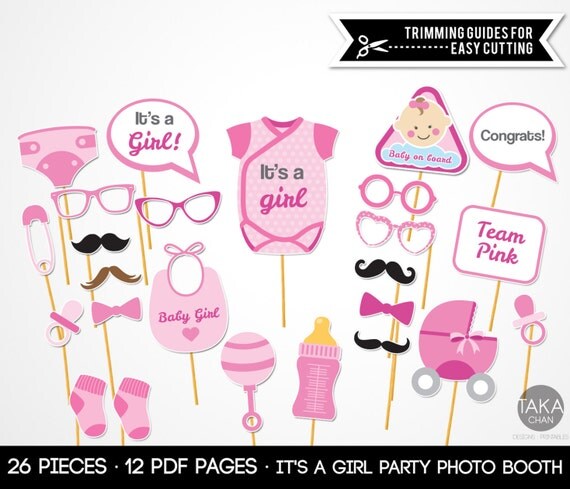 Baby Shower PhotoBooth Printable It's a Girl Photo Props